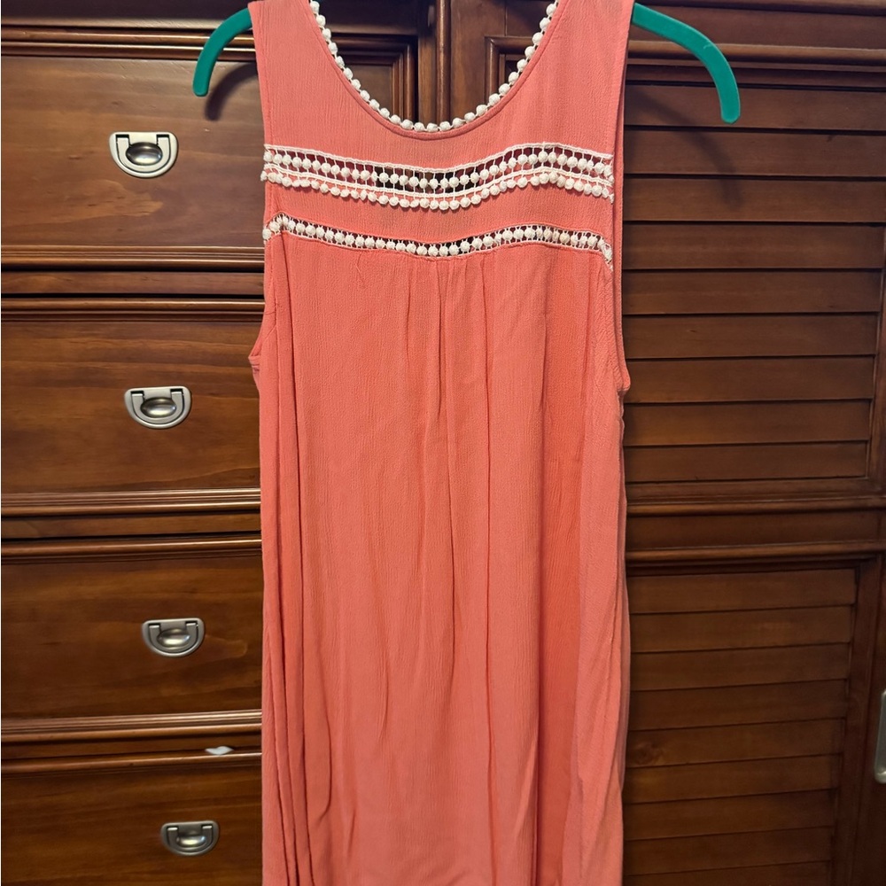 Kori Coral Midi Dress with White Accents